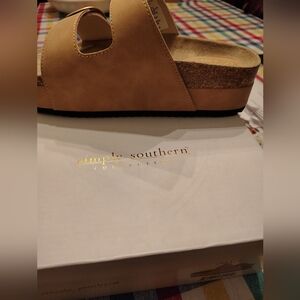 Simply Southern Women's Beige Slide Sandals